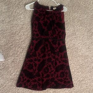 LOFT Burgundy and Black Mini Dress